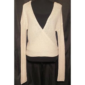 Cream Open Back Wrap Sweater